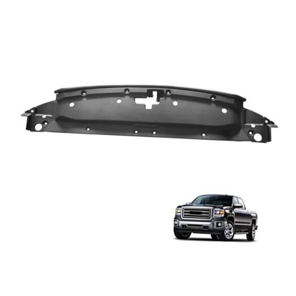 Black upper radiator support cover with mounting holes and bracket tabs
