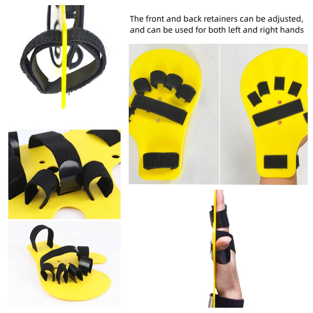 Adjustable fingerboard stroke hand splint with black padded finger guards