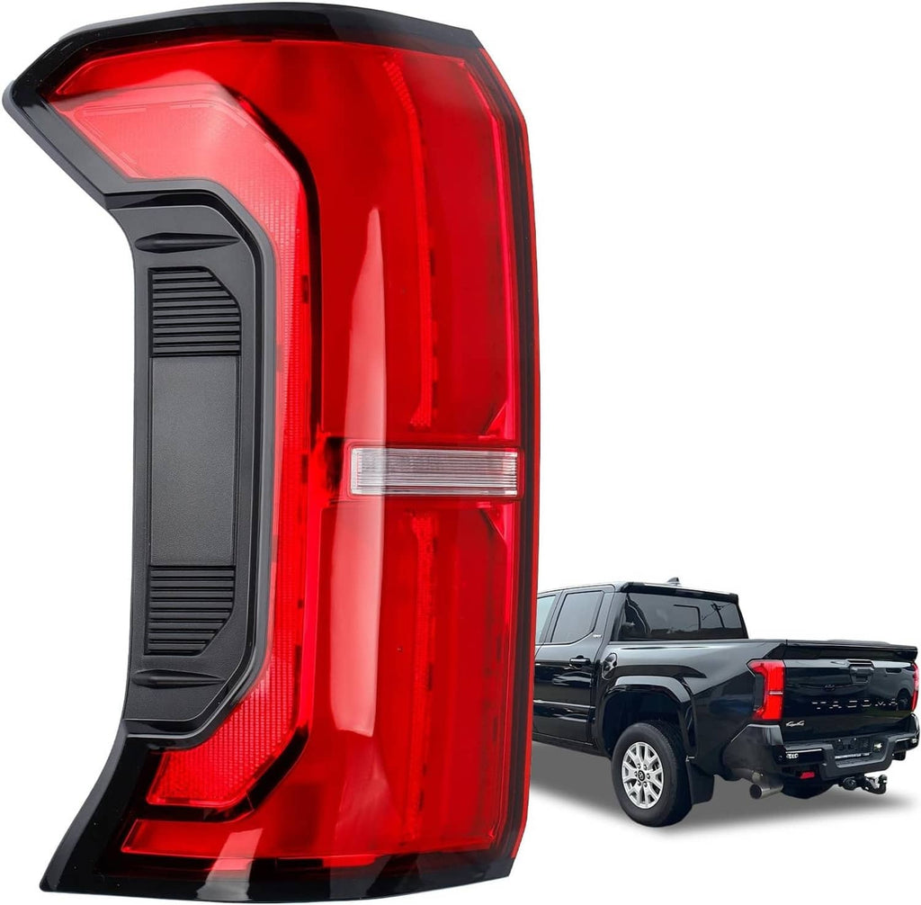 Left LED tail light/brake lamp: red lens, clear reflector, black housing.