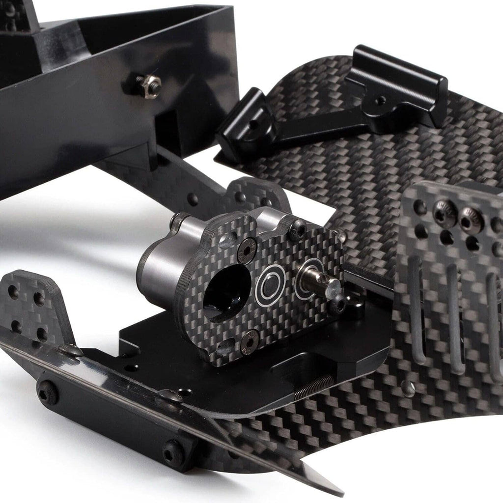 RC 48P gearbox with slipper pad with surrounding chassis parts, carbon fiber and metal