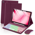 Wine red tablet folio case with keyboard and wireless mouse