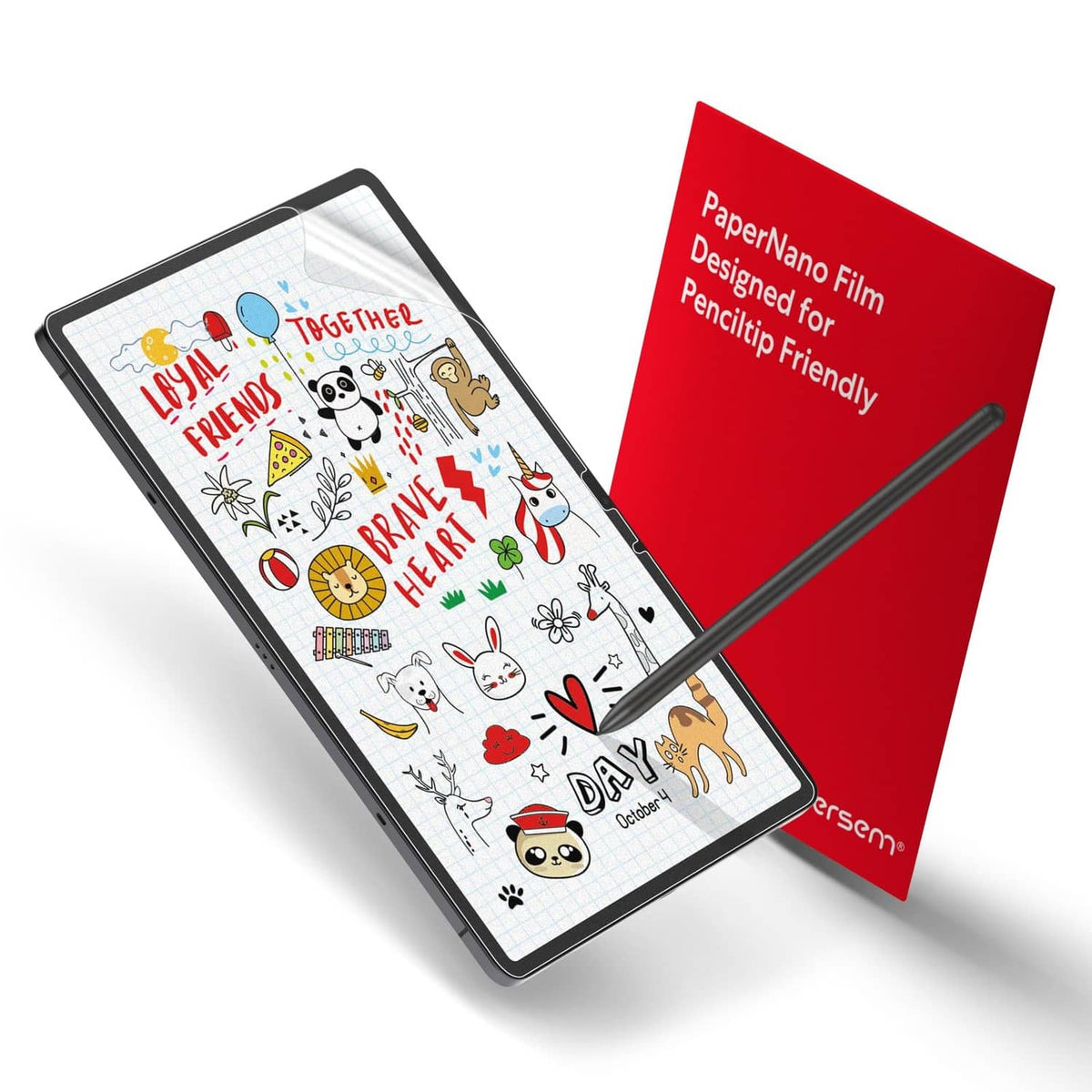 Paperfeel screen protector film for 11-inch tablet, two-pack, with colorful cartoon cover