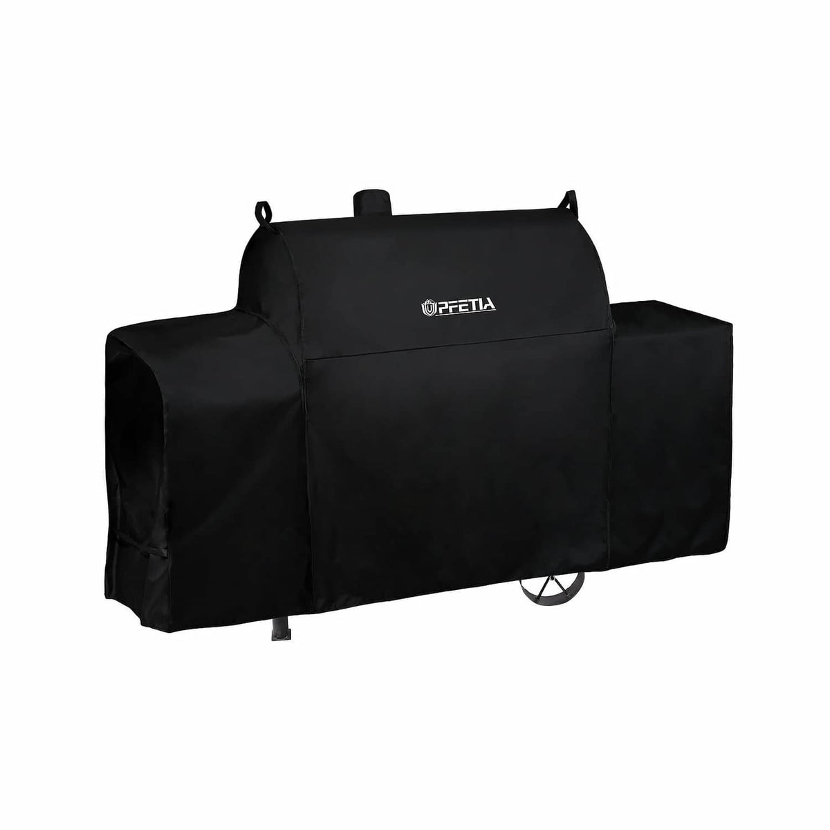 Black grill cover with zip front and protective side panels, UPFETIA logo