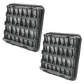 Pair of black plastic body side exhauster vent grilles with parallel slats