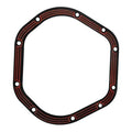 Differential cover gasket, black with red stripe, round bolt holes around the edge