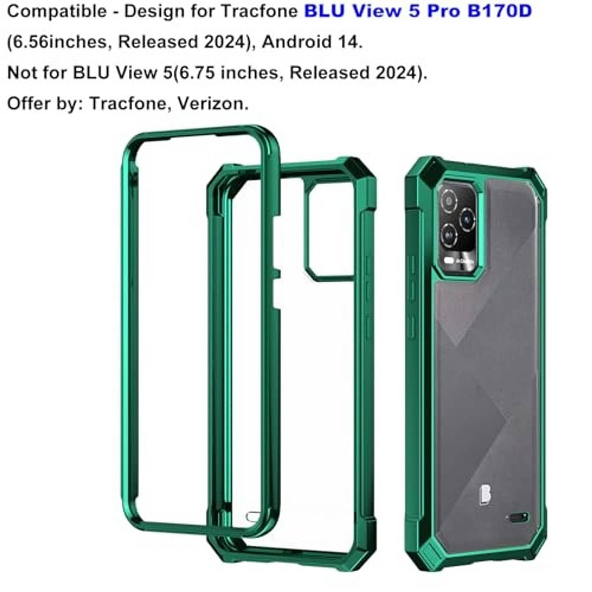 Green rugged phone case with clear back panel, button access, and port openings