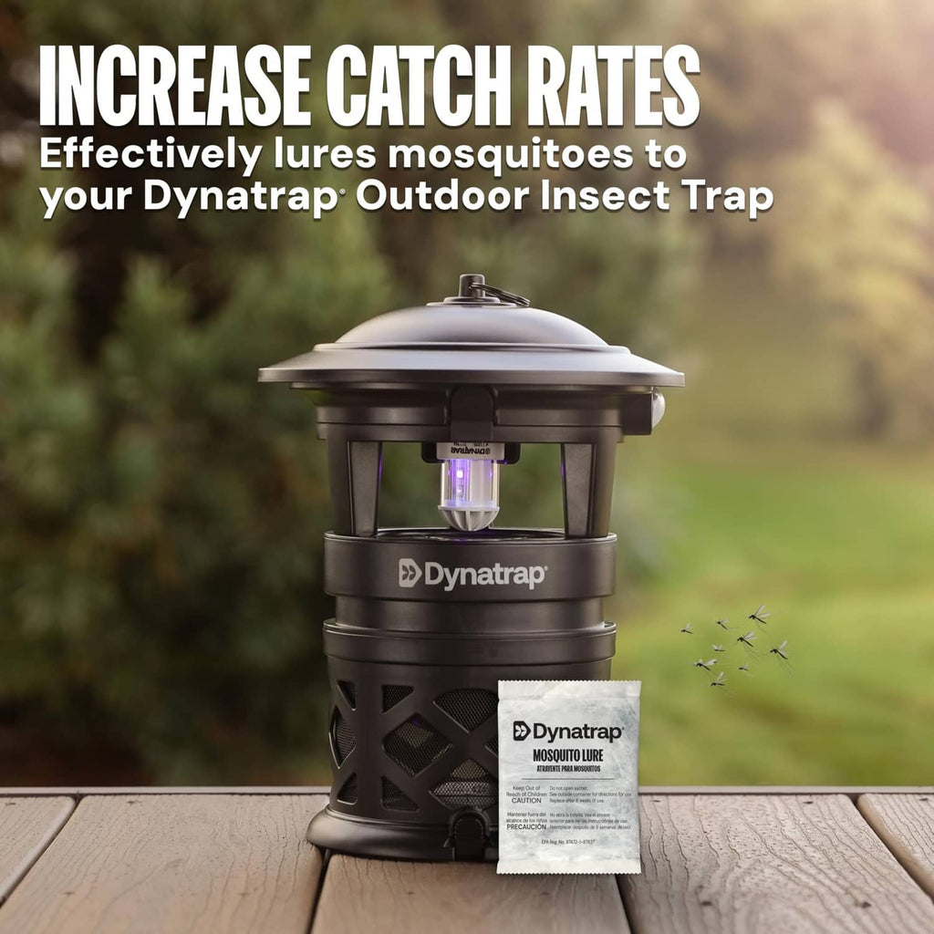 Mosquito lure sachet, white packet placed by outdoor insect trap