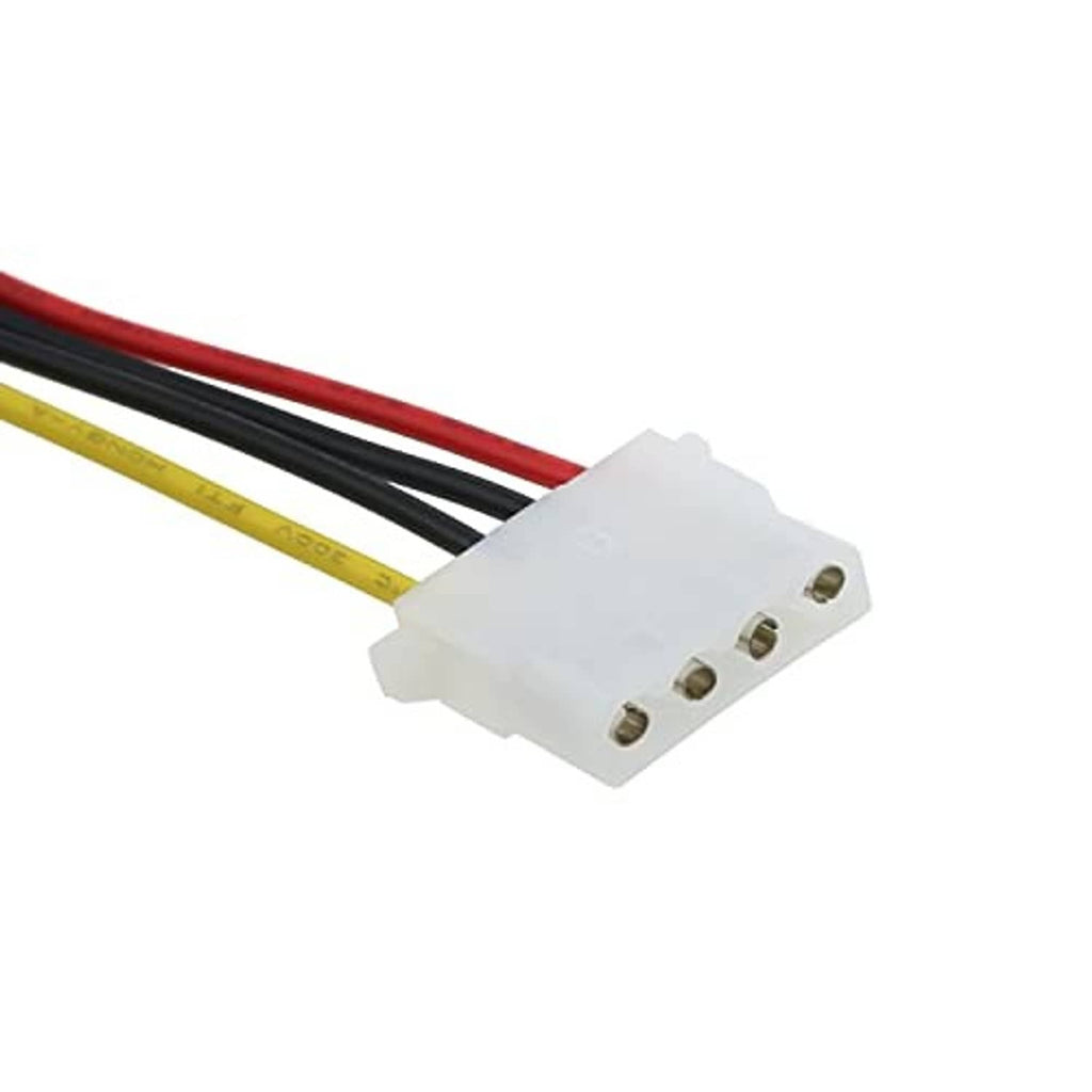 Close-up white 4-pin Molex female connector with red and black lead wires