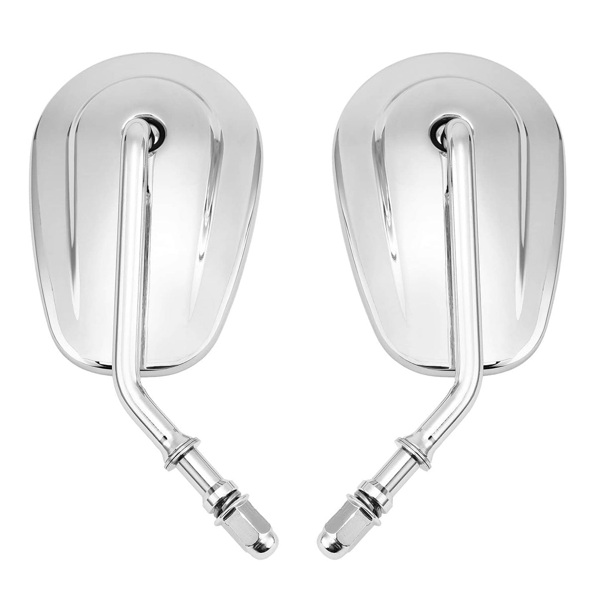 Chrome U-shaped mounting stalk with two oval rearview mirrors and mounting studs