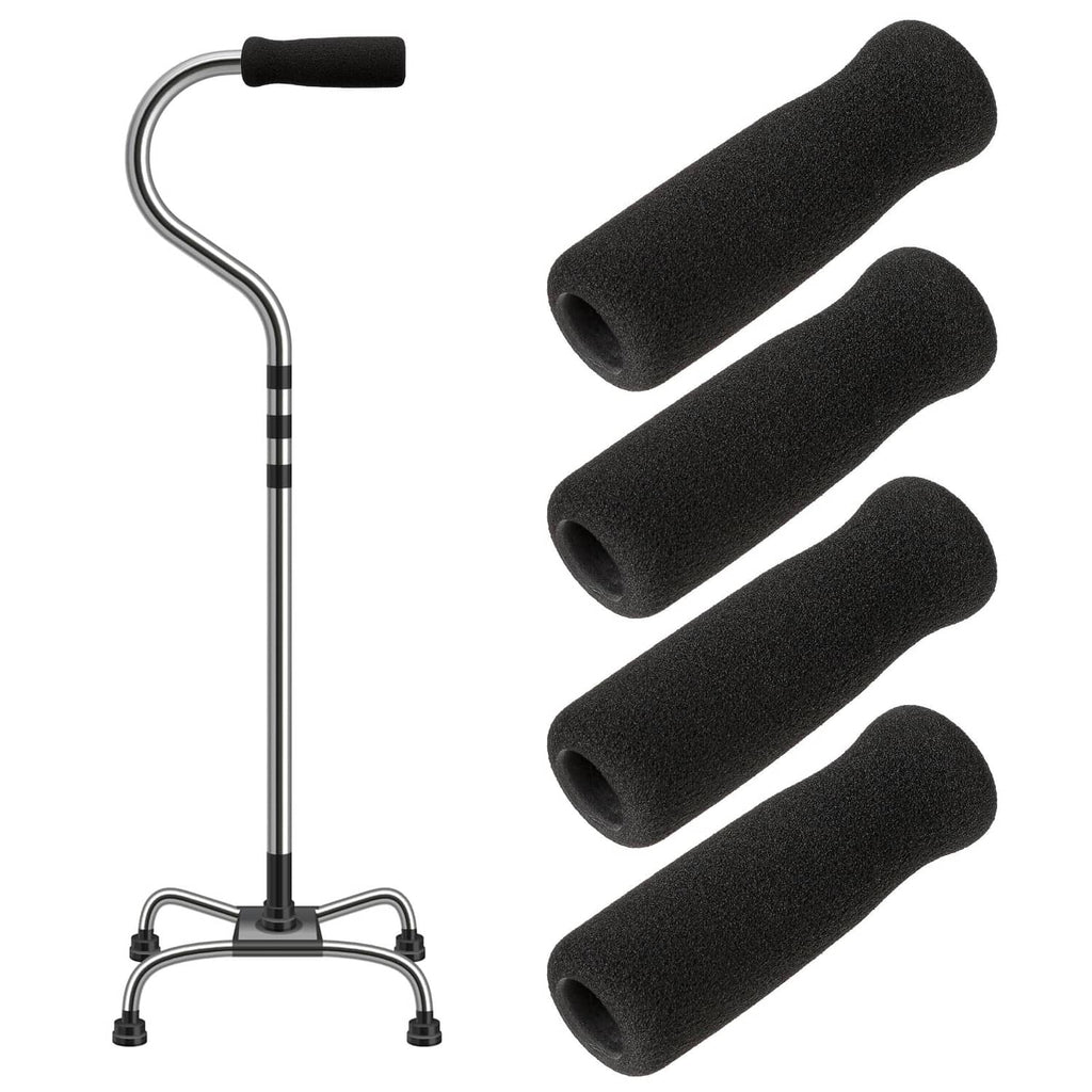 Black foam offset cane handle grips, four-pack replacement set