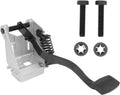 Clutch pedal assembly with black rubber foot pad, metal bracket, and return spring