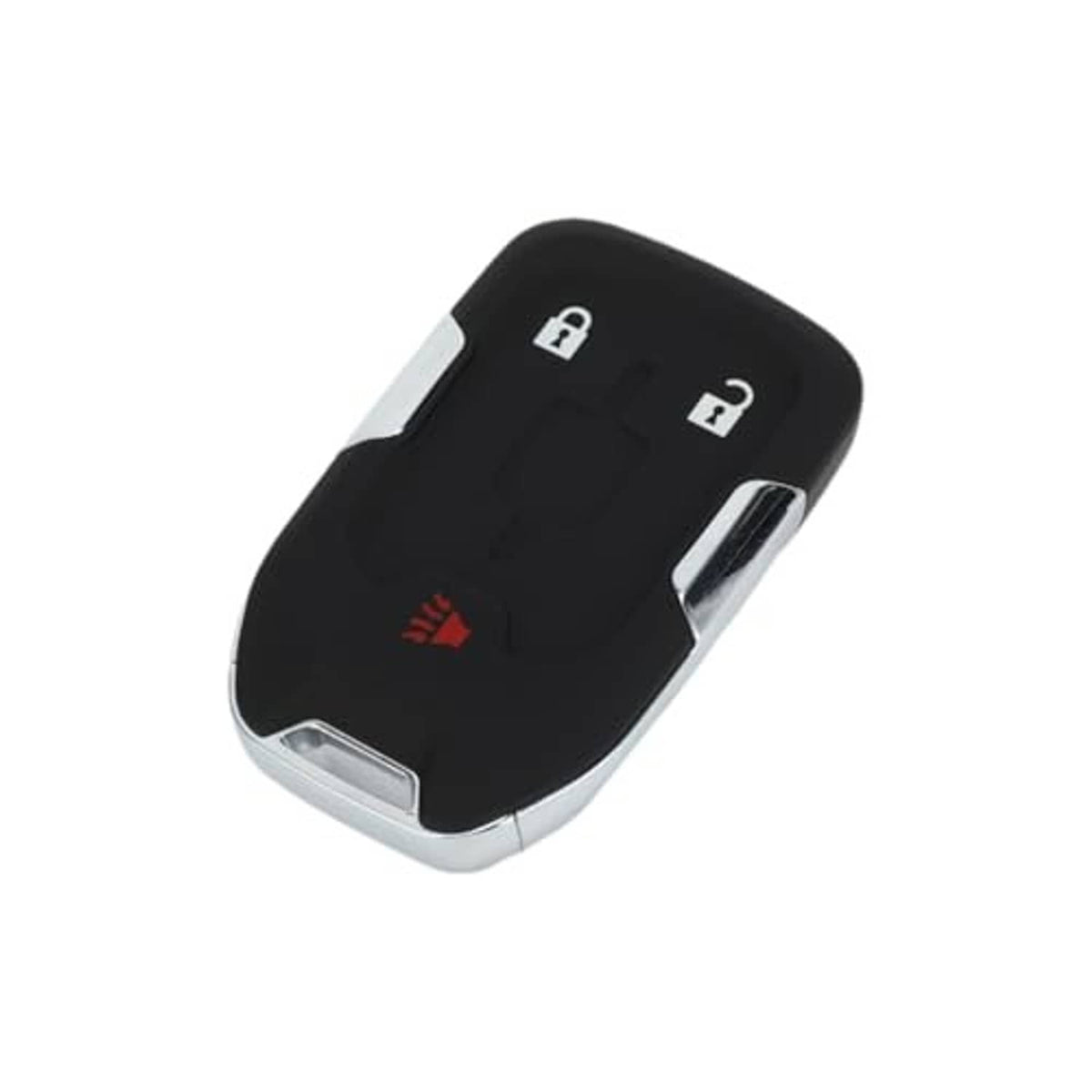 Black remote key fob shell case with silver edging and key slot opening