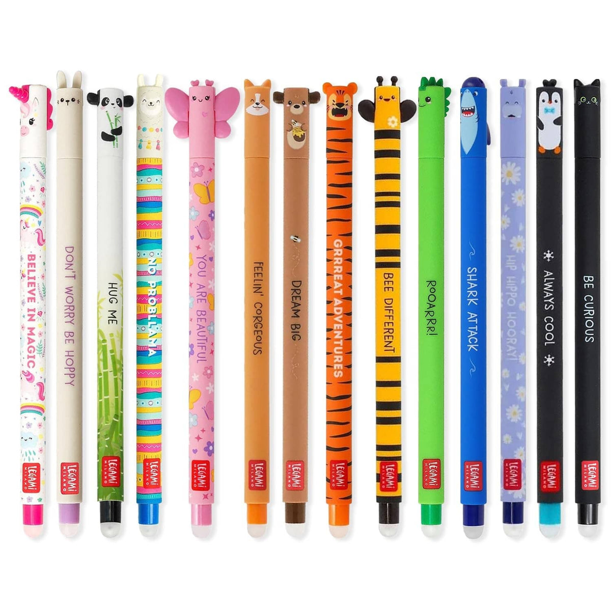 Set of 14 cute character erasable gel pens in assorted colors