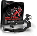 Motorcycle lever guards, black CNC metal U-clamp with adjustment hardware and bolts