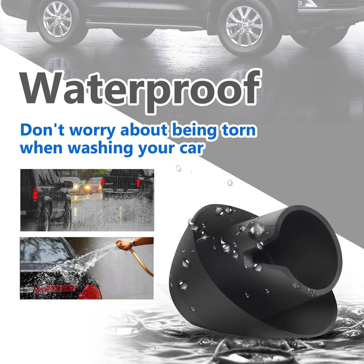 Black waterproof rubber antenna base with studded rim texture