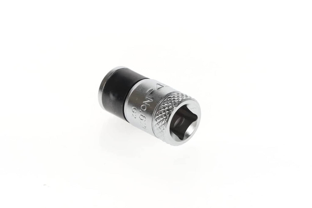 1/4-in square to 1/4-in hex bit adaptor with black and silver metal housing