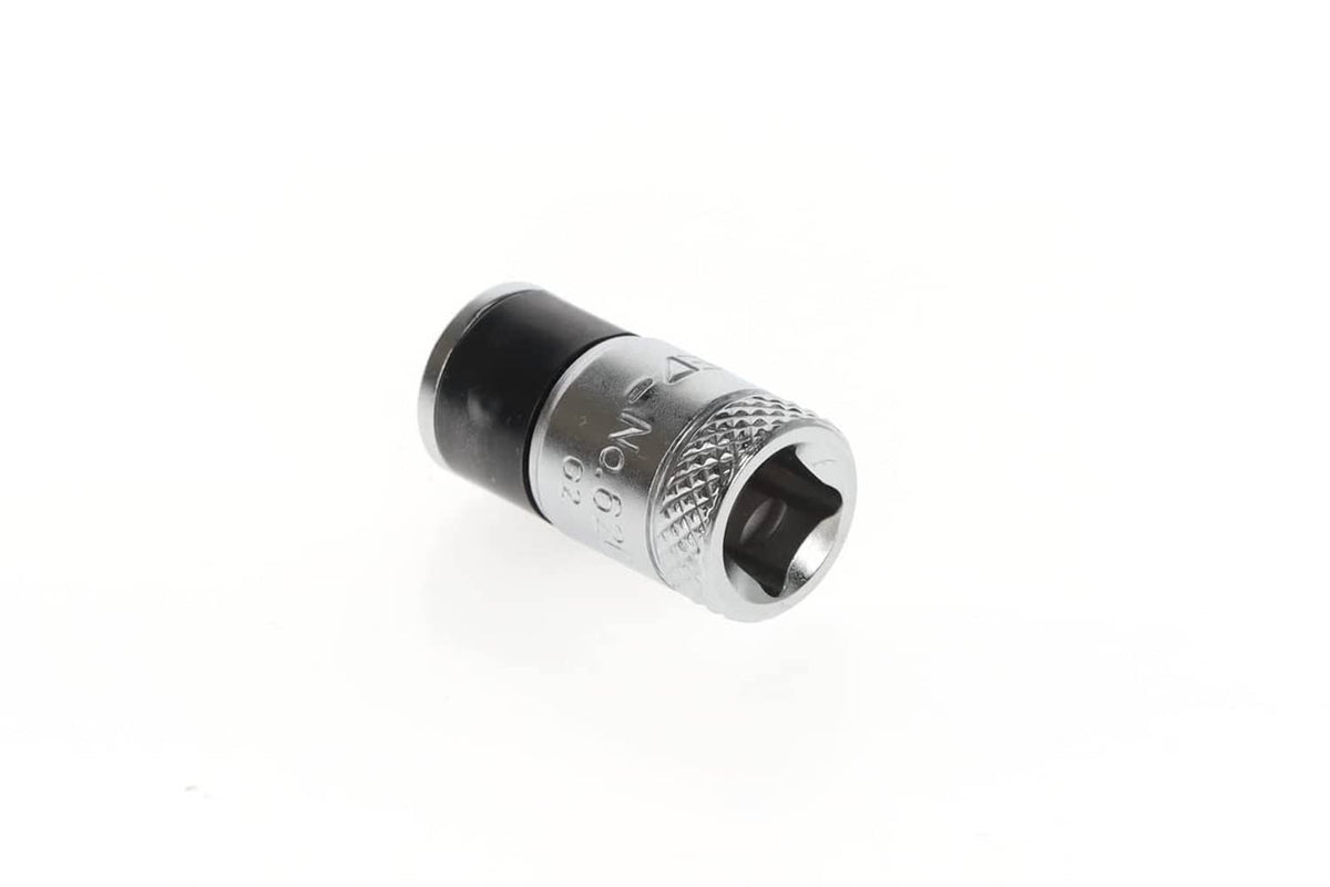 1/4-in square to 1/4-in hex bit adaptor with black and silver metal housing