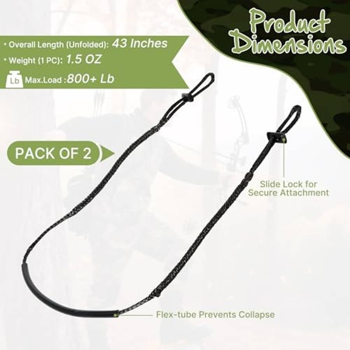 Two black slide-lock climbing stick straps with flex-tube preventing collapse