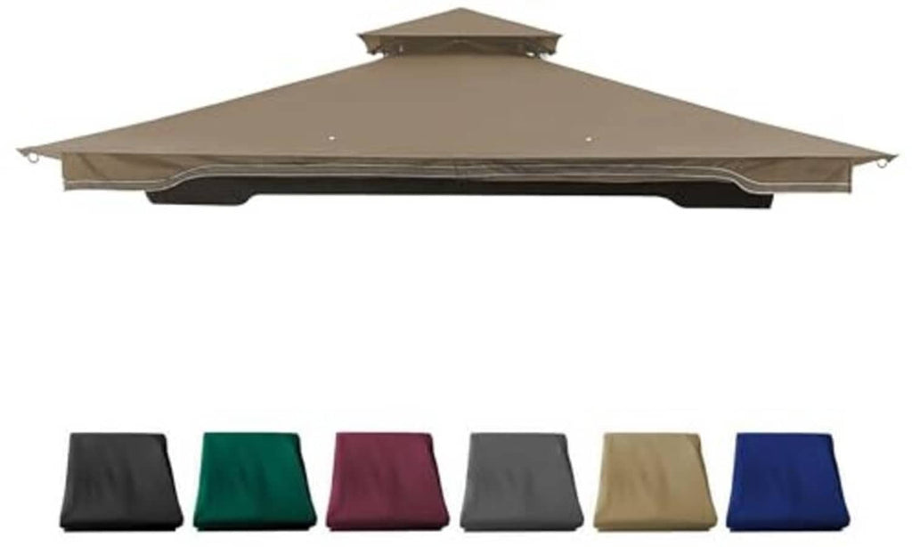 Gazebo canopy top in khaki, shown with color options including black, green, and blue
