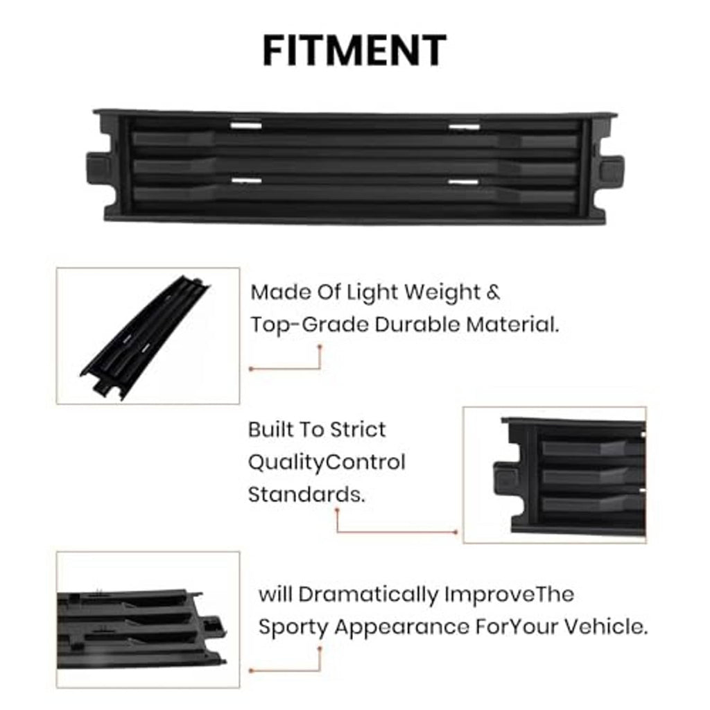 Black front bumper grille trim insert with horizontal slats, durable replacement