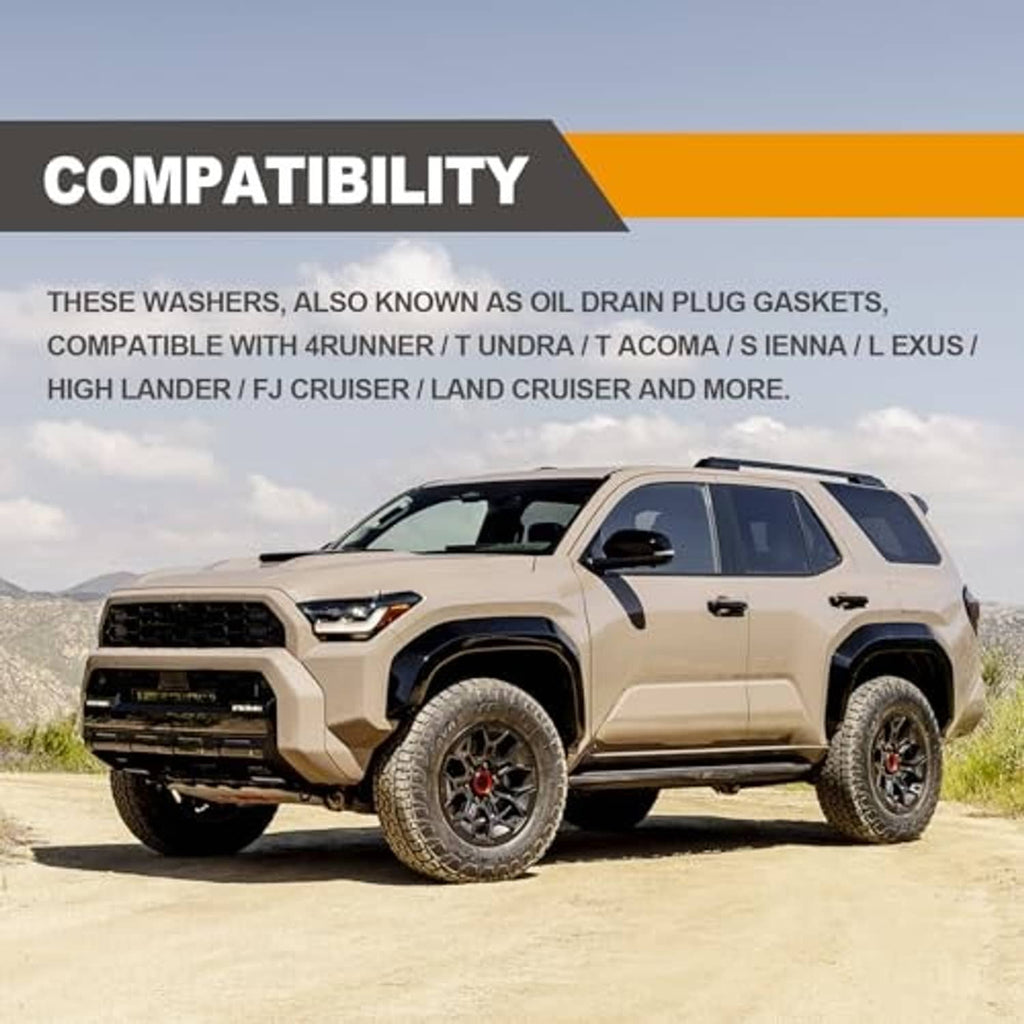 Vehicle compatibility graphic for metal crush washer gaskets