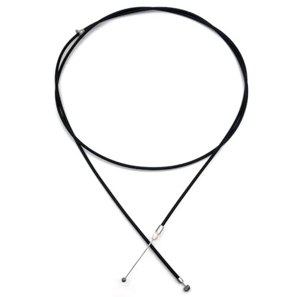 Black hood release cable assembly, curved wire and two metal capped ends
