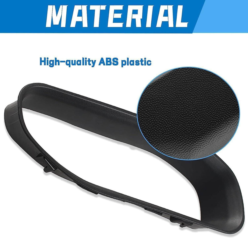 Black ABS tow hook bezel cover with textured finish and side mounting clips