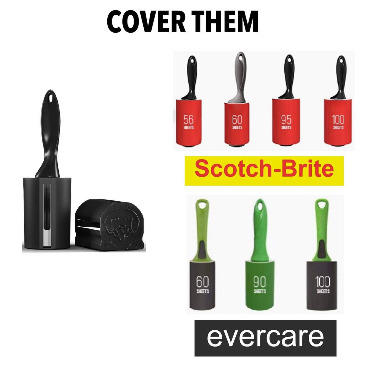 Black lint roller storage case with upright lint roller handle