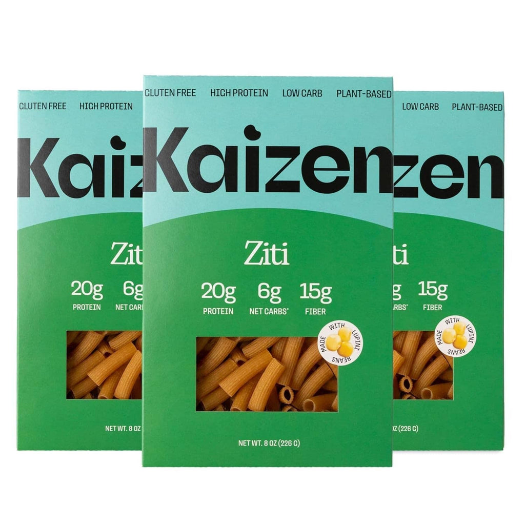 Gluten-free low carb keto ziti pasta box set, green packages with ziti graphics