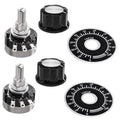 Dual rotary potentiometers with black knob, metal shaft, and numbered face dials