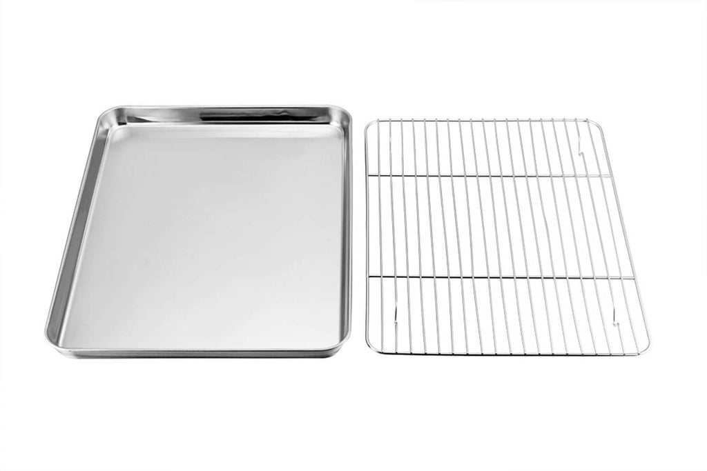Stainless steel baking pan and separate wire roasting rack