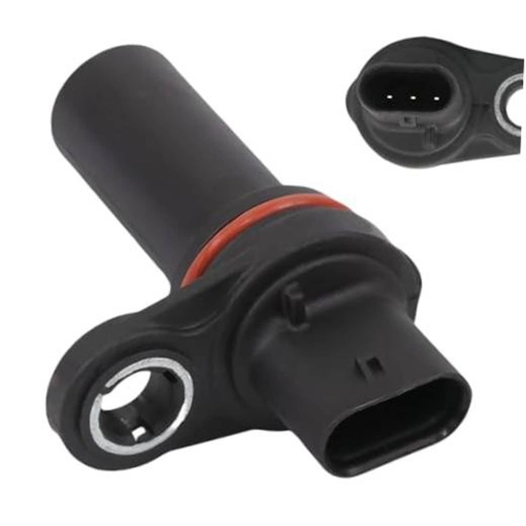 Crankshaft position sensor with black housing and red sealing ring, connector included