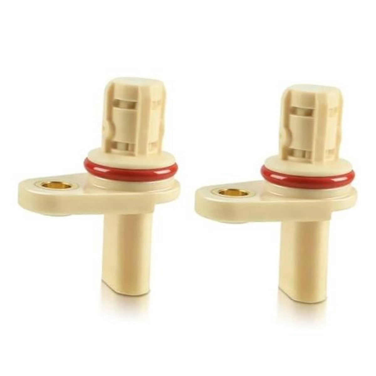Camshaft position sensor with beige housing and red O-ring, two-prong connector style