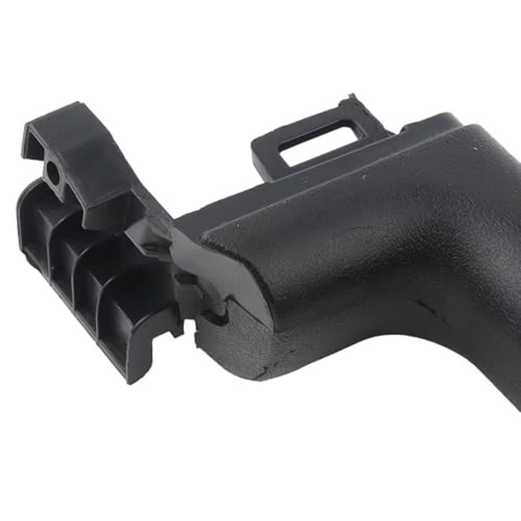 Black interior armrest handle with textured grip and attached mounting clip
