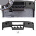 Black dashboard dash cover with cutouts and textured carbon-fiber style finish