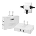 White 3-way flat wall outlet extender adapter, 180-degree plug angle, 2-pack
