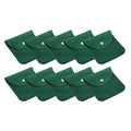 Set of dark green velvet jewelry pouches with snap button, 10-pack