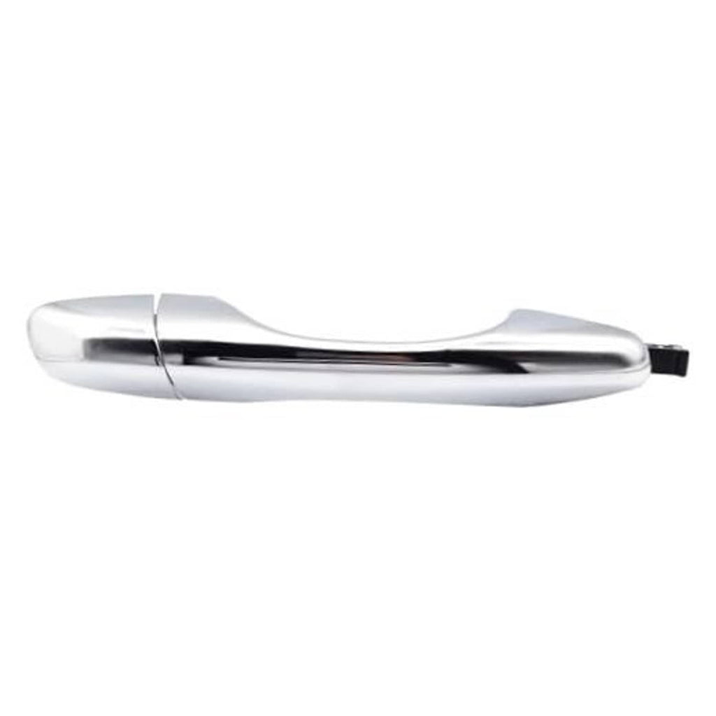 Chrome exterior door handle with black end cap cover, front passenger side