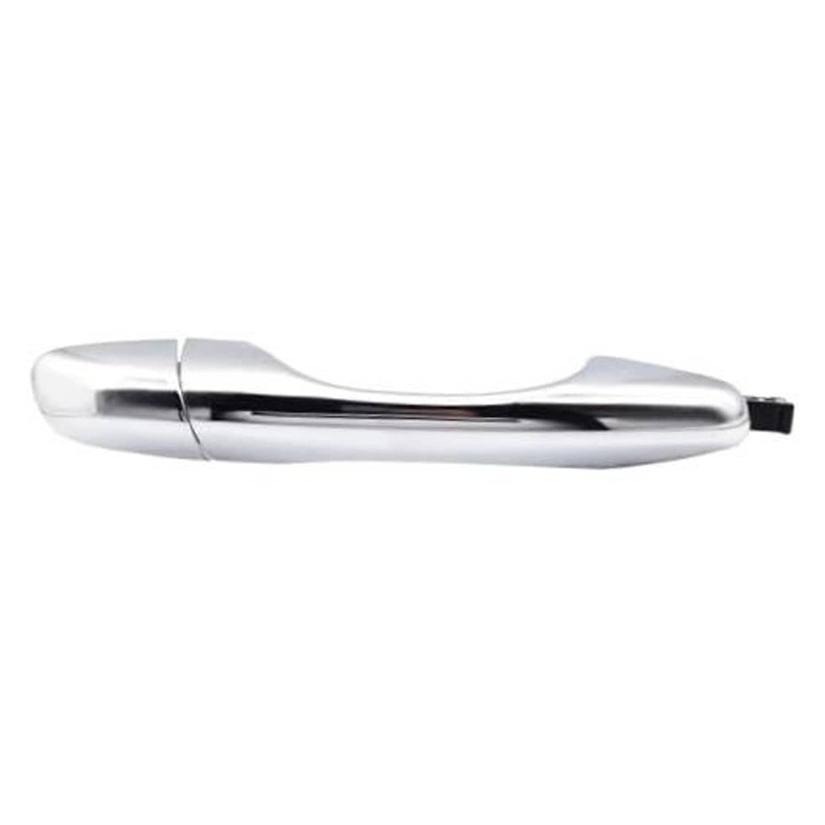 Chrome exterior door handle with black end cap cover, front passenger side