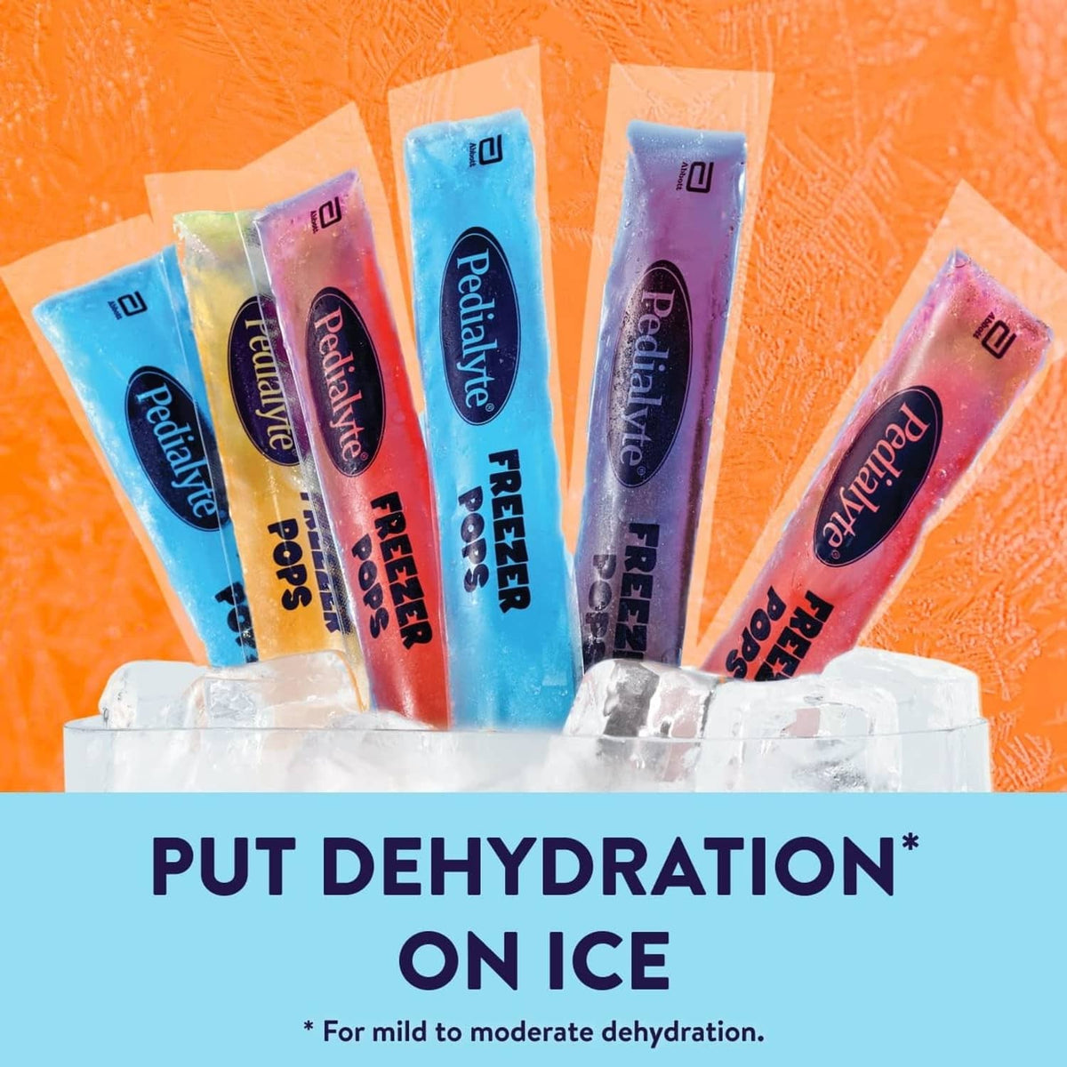 Pedialyte Freeze Pops variety sticks in multicolor wrappers