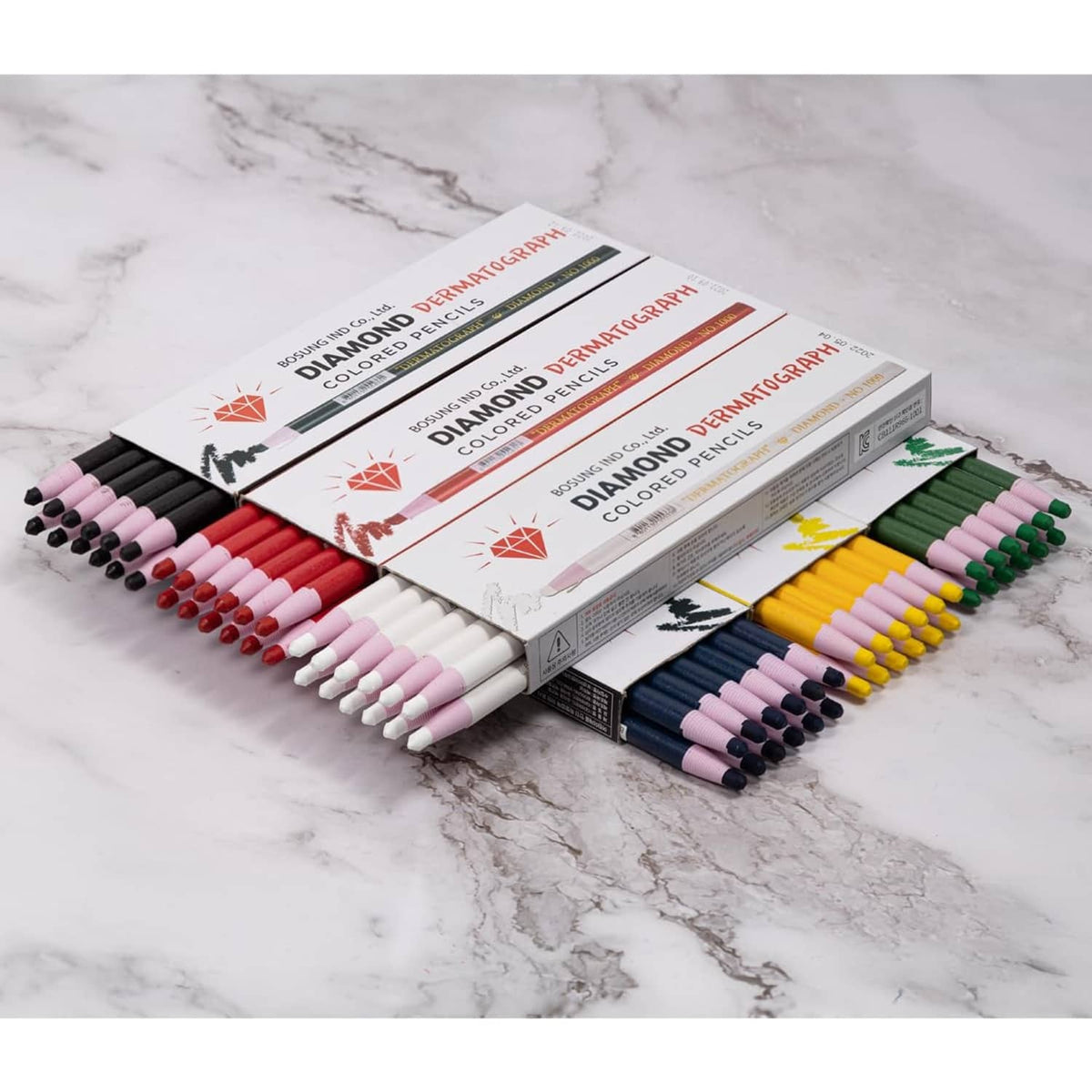 Multi-color peel-off marker pencil set in boxes, organized with several shades.