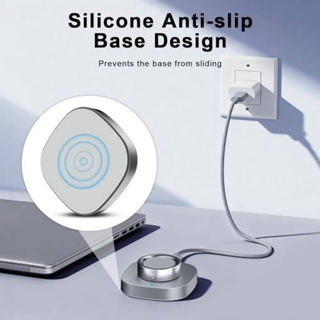 Gray silicone anti-slip charging dock base with connected cable