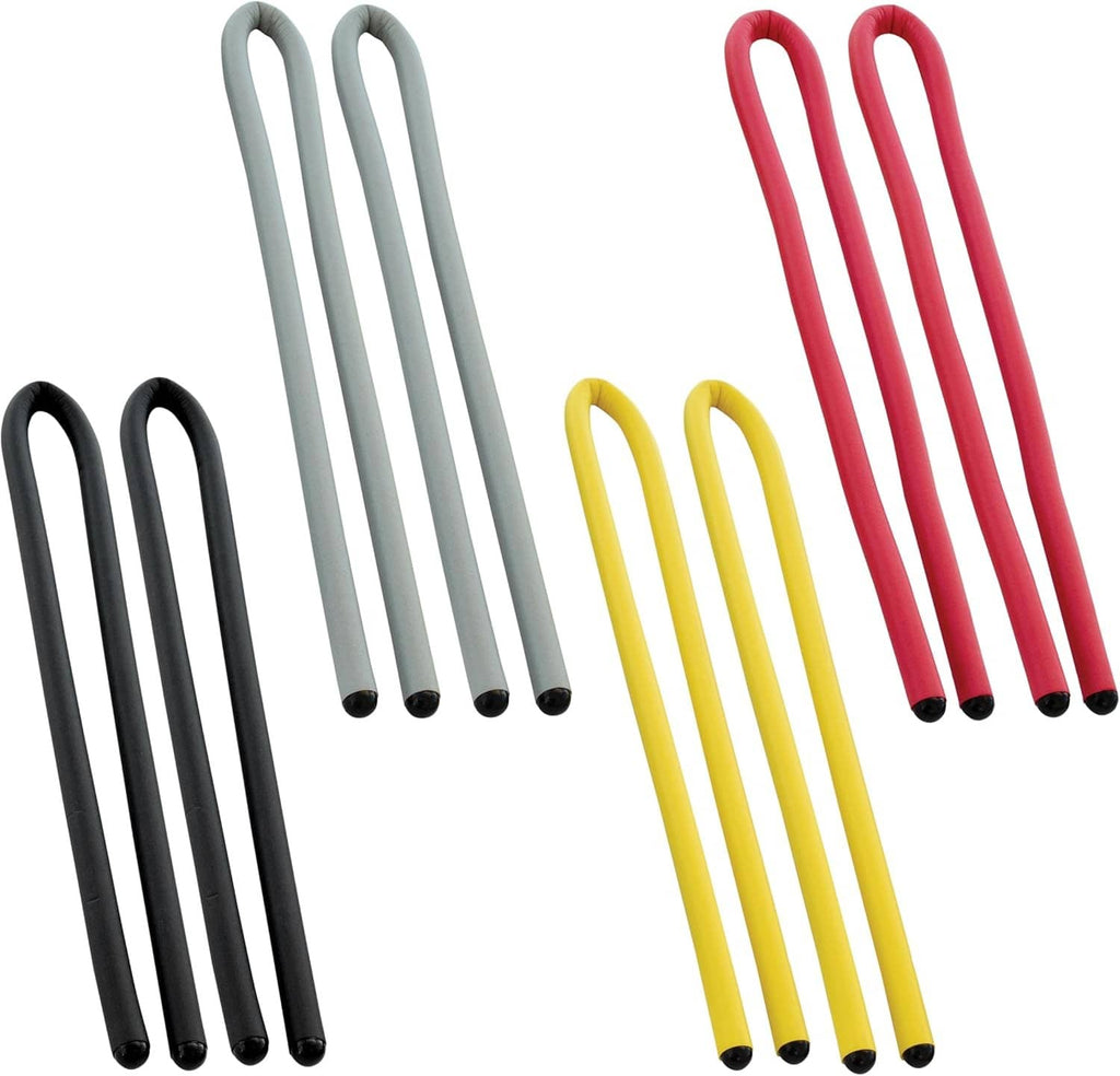 Reusable tie straps in black, gray, yellow and red, 31-inch looped ties