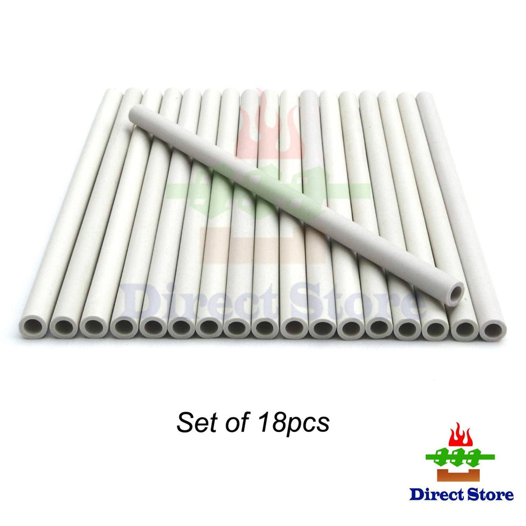 Ceramic grill radiant rods with support bar, light gray/white tubes