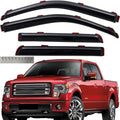 Set of black in-channel window vent visors with red accents for pickup truck
