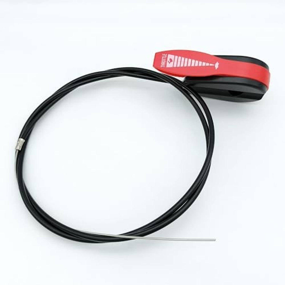 Throttle cable switch control kit with black loop cable and red-and-black lever