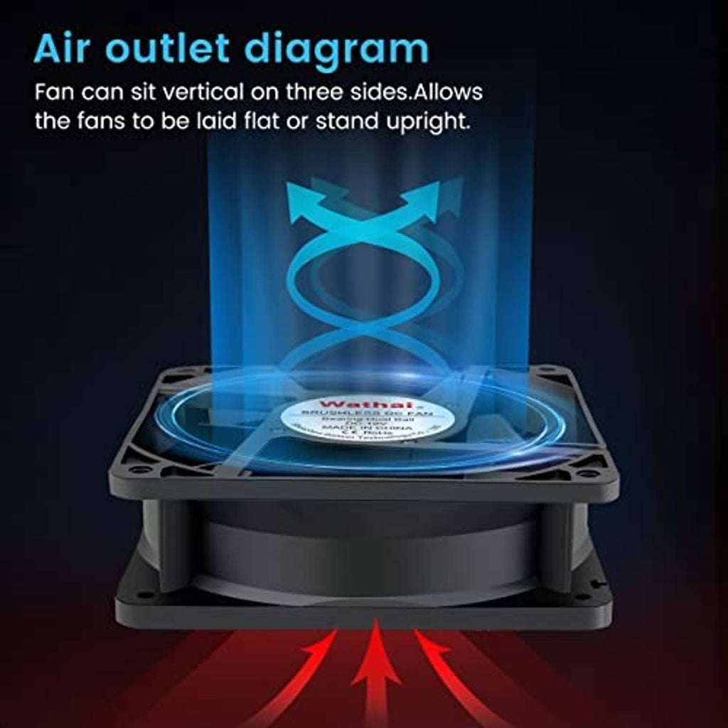 120mm black brushless DC fan with airflow outlet illustration, DC 12V, dual ball