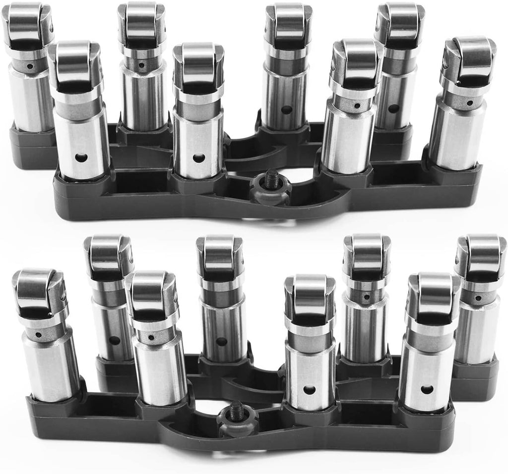 Hydraulic lifter set with two rows of silver cylinders on black base