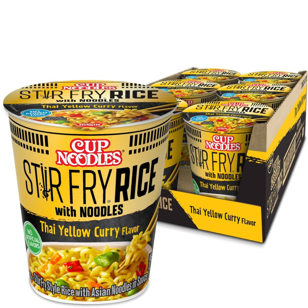 Cup Noodles Stir Fry Rice cup and carton, Thai Yellow Curry Flavor