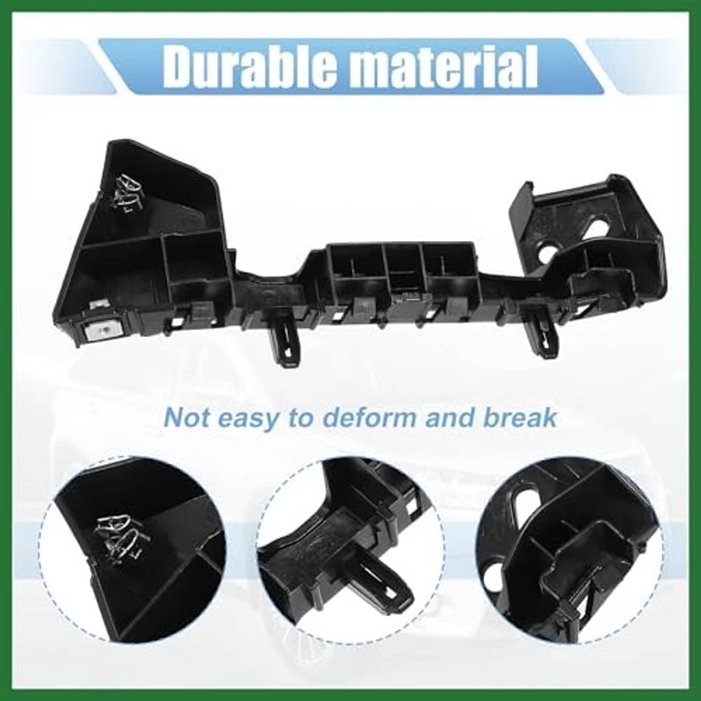 Black front bumper mounting support bracket pair with reinforced plastic housings
